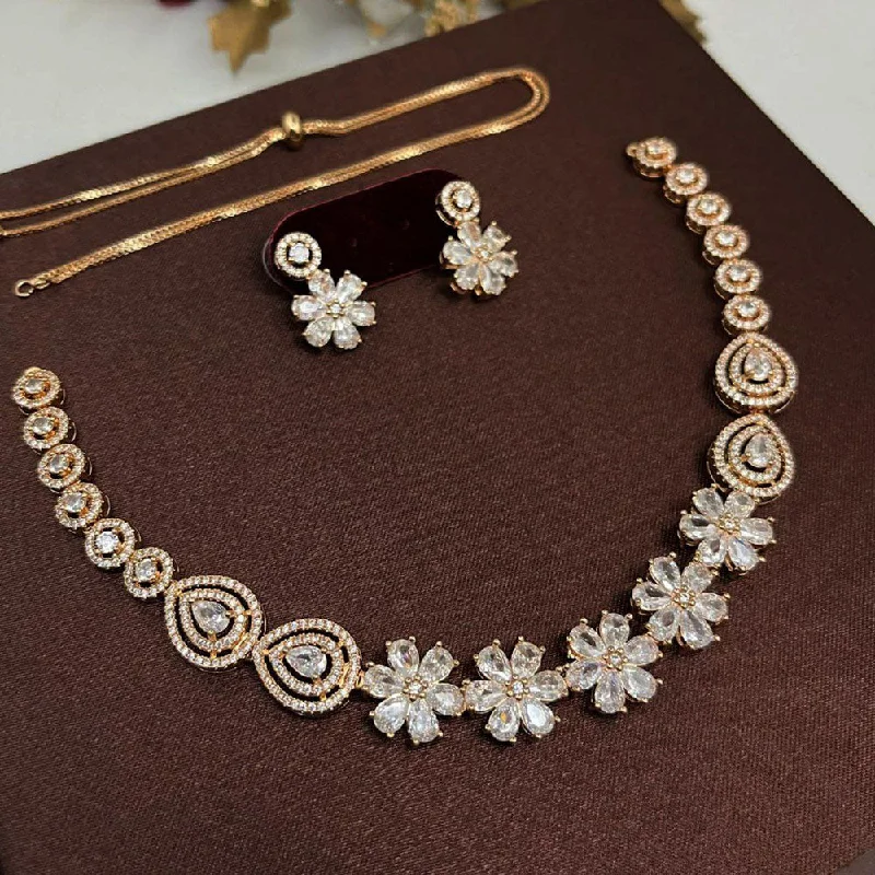 Aamrapali Gold Plated American Diamond Necklace Set