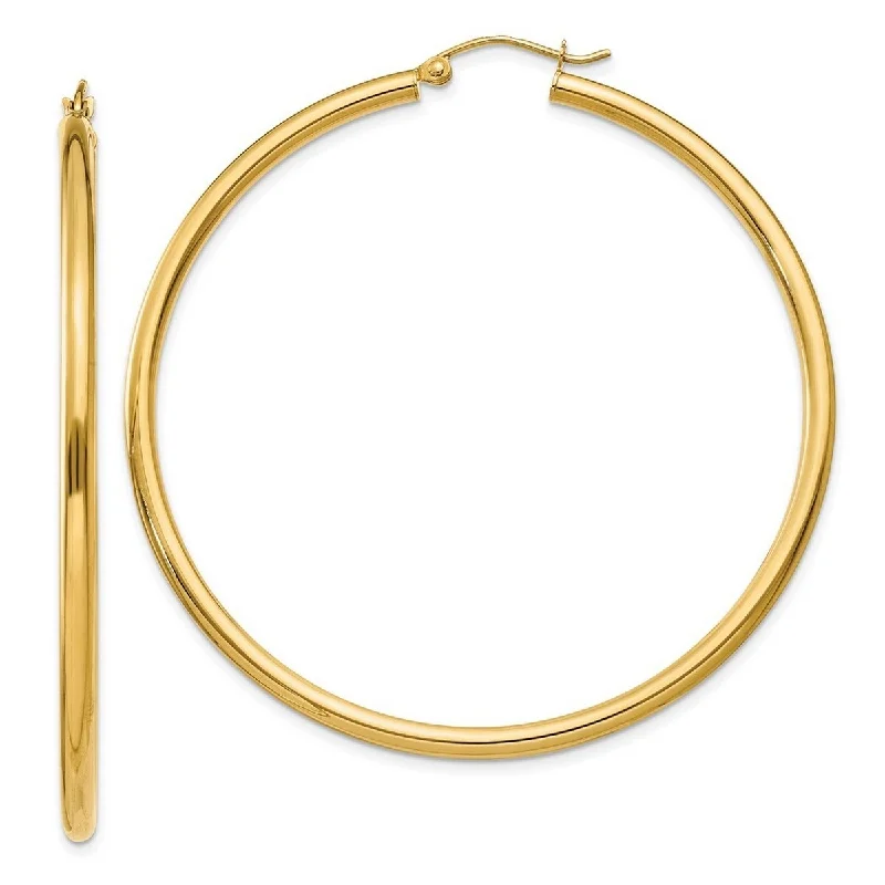 Curata 14k Yellow Gold Polished 2.5x55mm Round Hoop Earrings