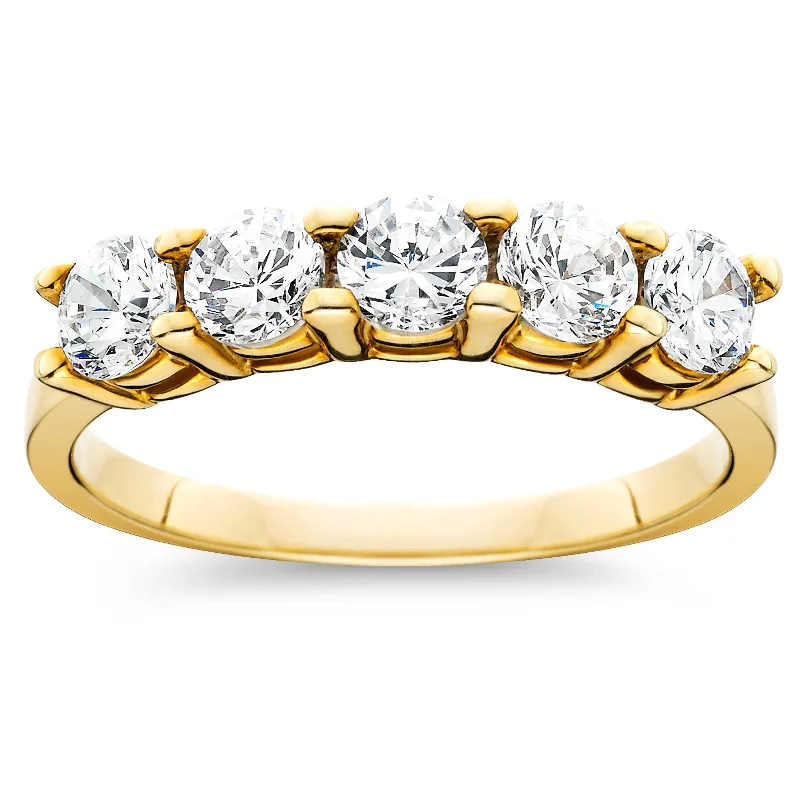 1ct Five Stone Diamond Ring Yellow Gold