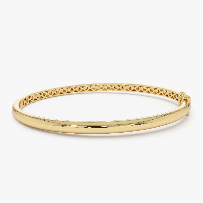 14k 3.5MM Dome Gold Bangle Bracelet