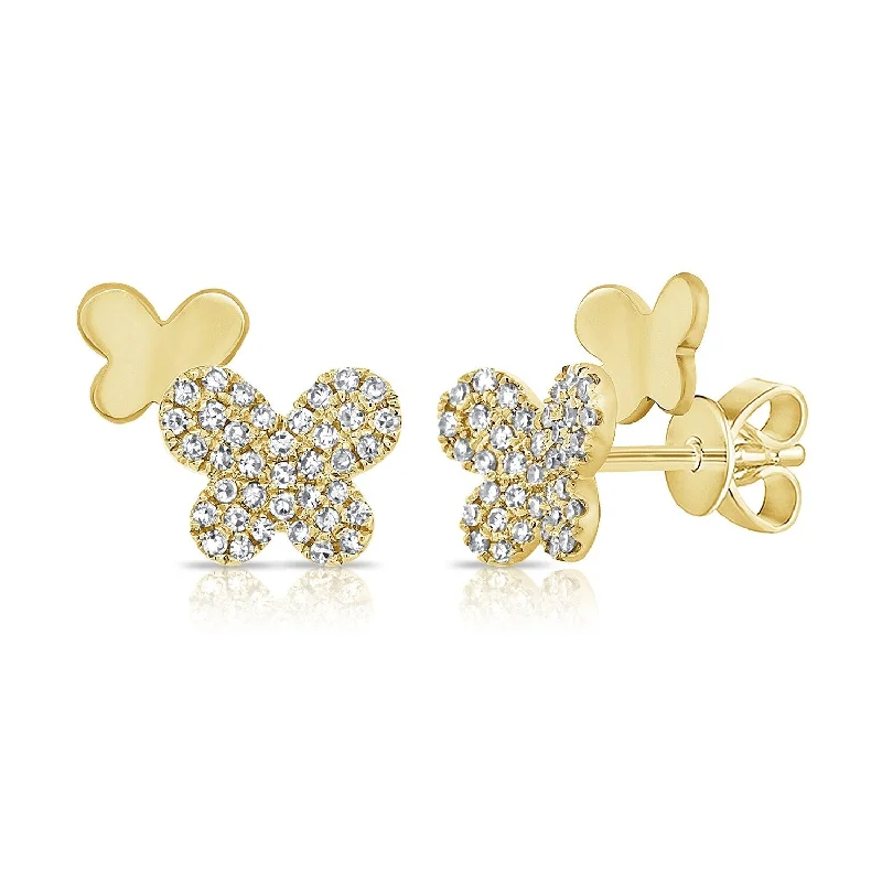 Joelle Diamond Pave Double Butterfly Stud Earrings 1/5 ct. t.w. 14K Gold