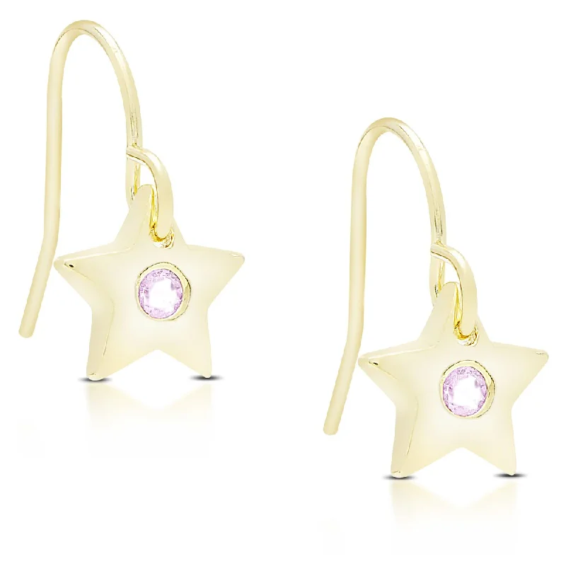 Dolce Giavonna Gold Over Sterling Silver Gemstone Star Shaped Dangling Earrings