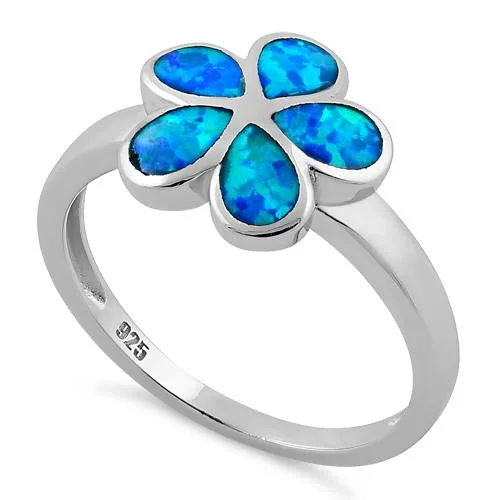 Sterling Silver Plumeria Lab Opal Ring