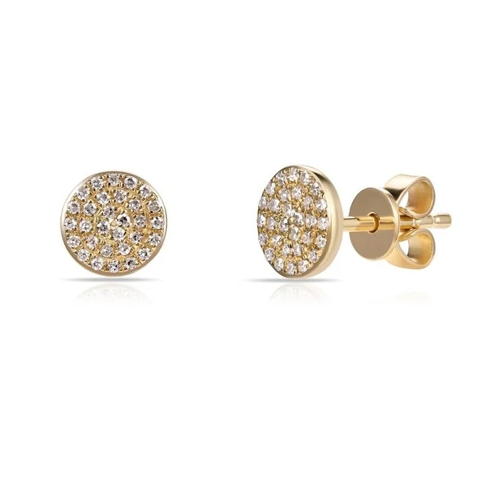 Joelle Diamond Round Pave Disc Studs Earrings 14K Gold 1/5 ct. TDW