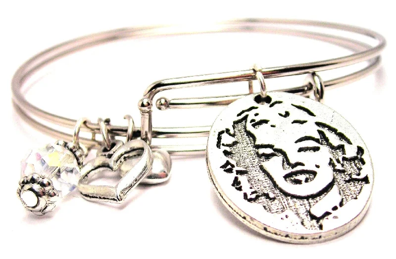 Marilyn Monroe Cameo Expandable Bangle Bracelet Set