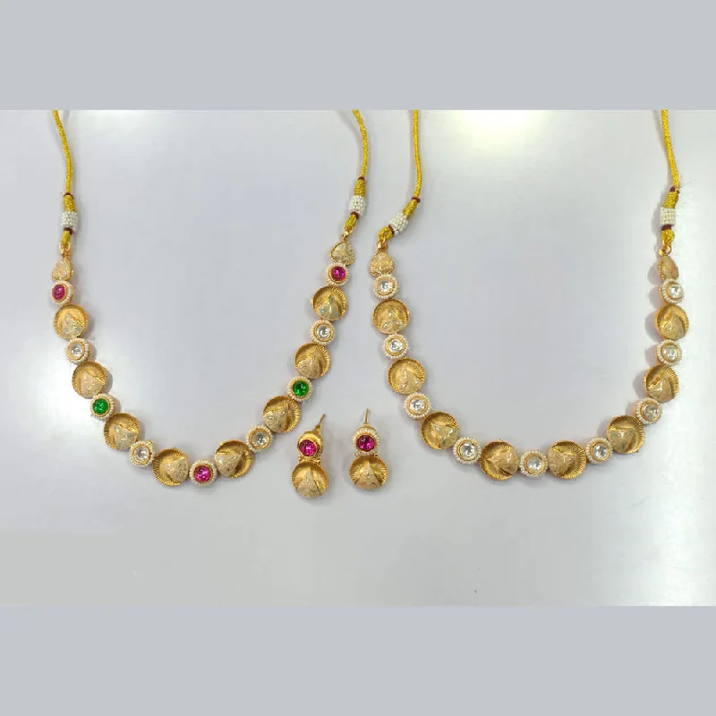 JCM Gold Plated Pota Stone Necklace Set