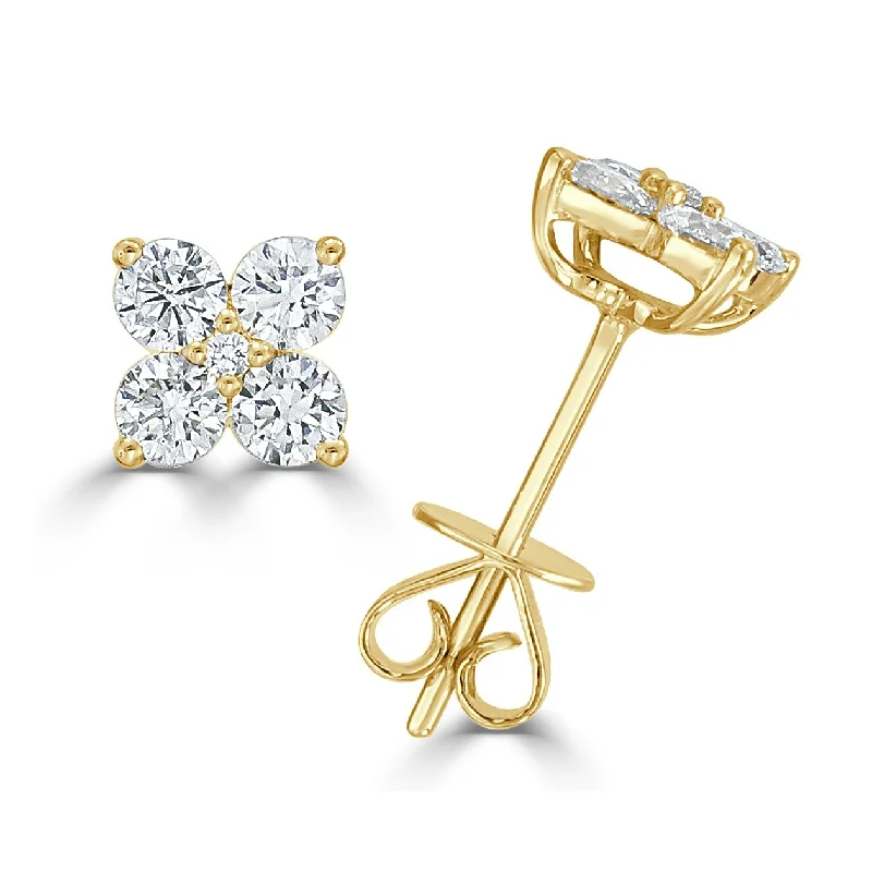 Joelle Diamond Cluster Studs Earrings 14K Yellow Gold 7/8ct TDW