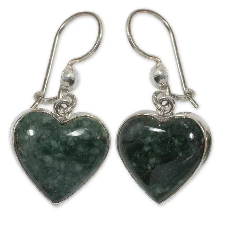 Handmade Sterling Silver 'Love Immemorial' Jade Earrings (Guatemala) - Green