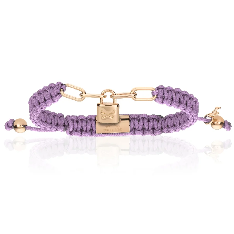 Lock Violet Polyester With Pink Gold Bracelet