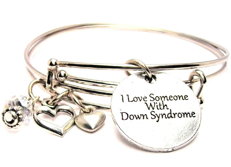 I Love Someone With Down Syndrome Expandable Bangle Bracelet Set