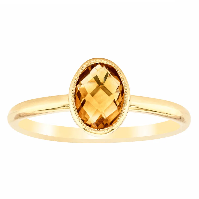 9ct Yellow Gold Citrine Elderflower Ring