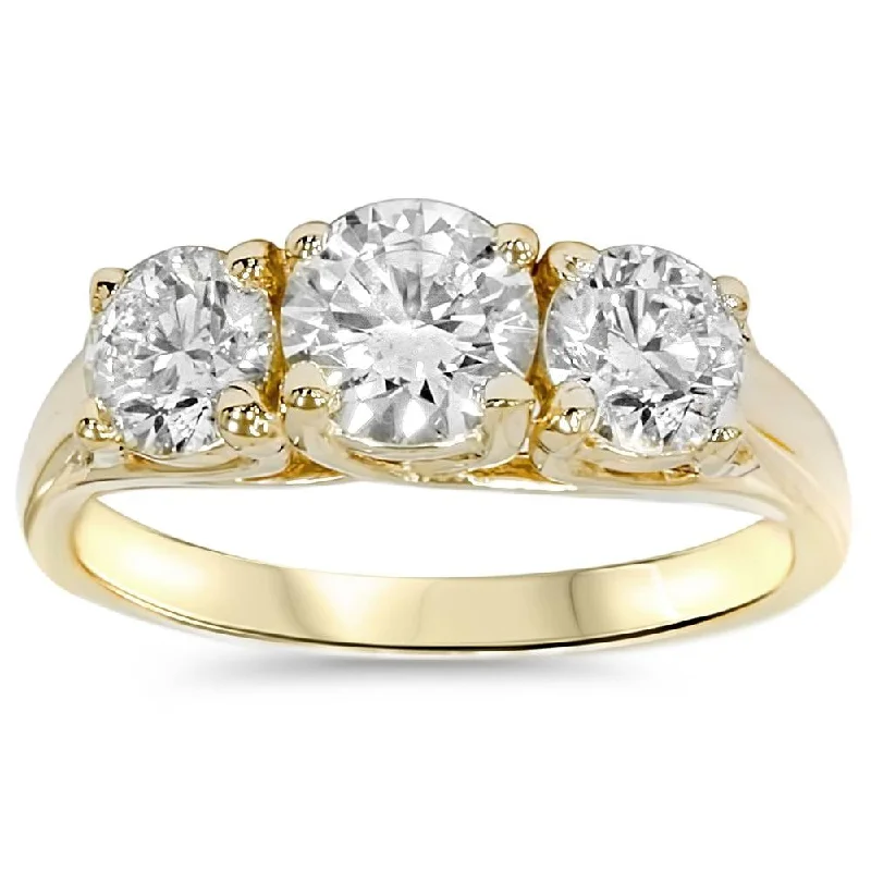 1 3/8ct Gold Three Stone Diamond Ring Yellow Gold