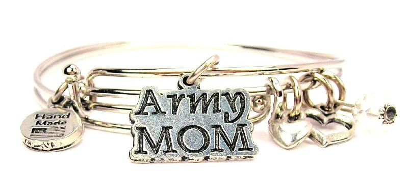 Army Mom Expandable Bangle Bracelet Set