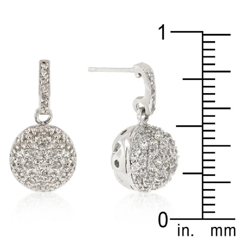 Cz Ball Dangle Earrings - 22 Mm L X 12 Mm W X 12 Mm H