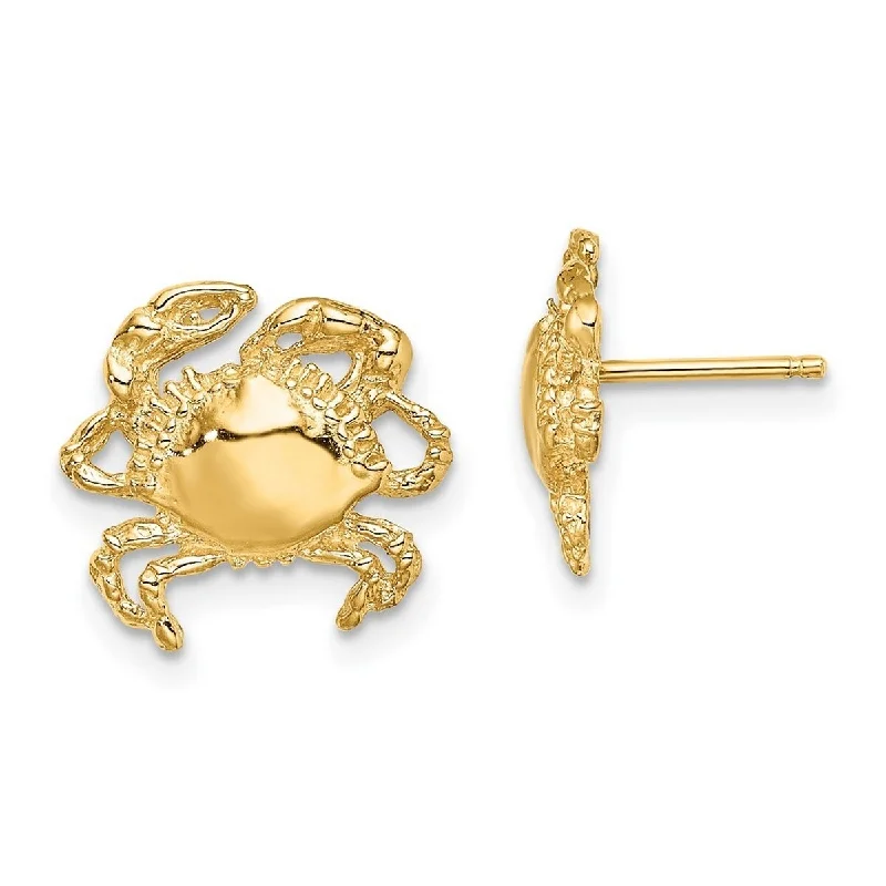 Curata 14k Yellow Gold Polished Crab Post Earrings - 11.8x12.4mm