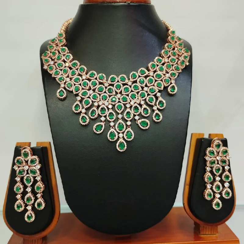 Jain Jewellers Rose Gold Plated AD Choker Necklace Set