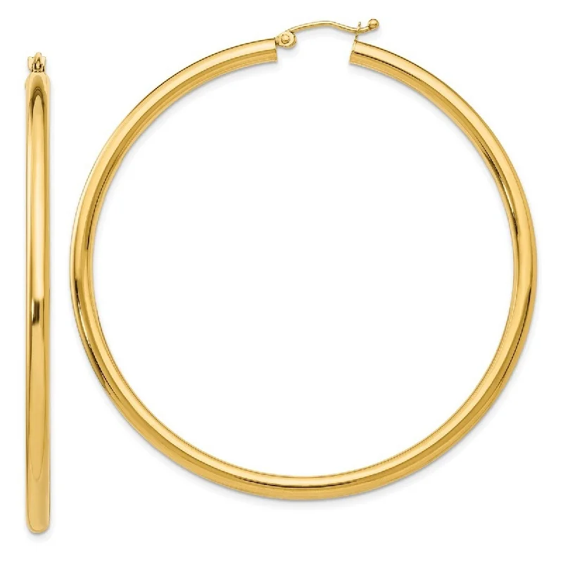 Curata 14k Yellow Gold Polished 60x3mm Extra Large Round Hoop Earrings