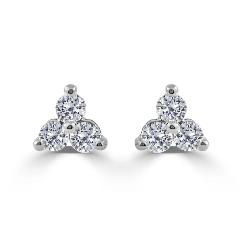 Joelle Three Stone Diamond Studs Earrings 14K White Gold 1.4ct TDW