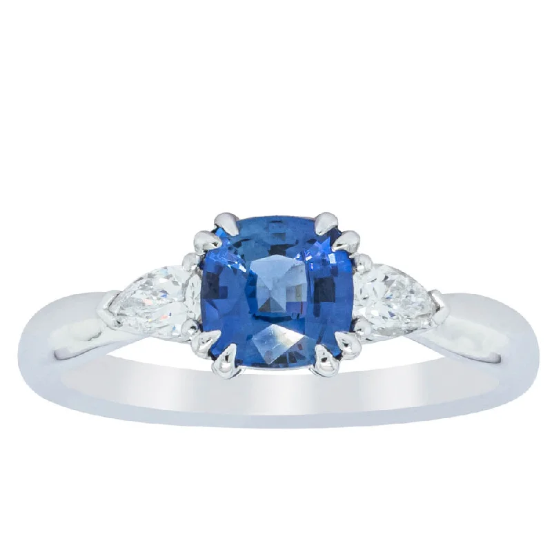 18ct White Gold 1.03ct Cushion Sapphire & Diamond Ayla Ring