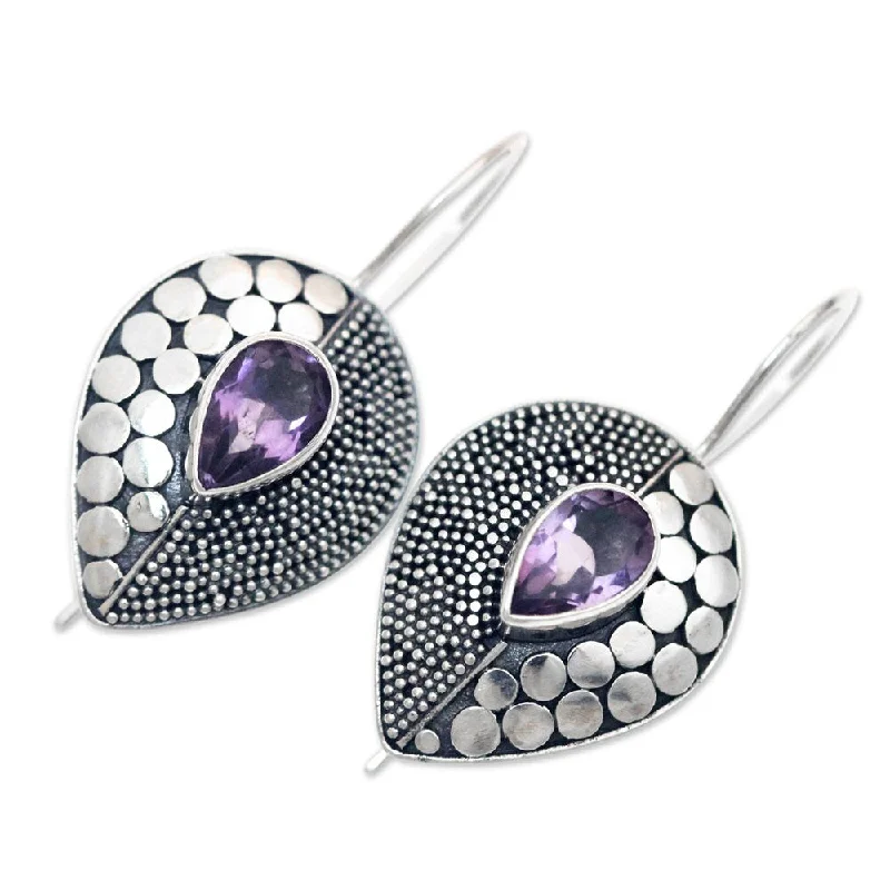 NOVICA Handmade Violet Sincerity Amethyst Drop Earrings (Indonesia) - 1.2*0.8