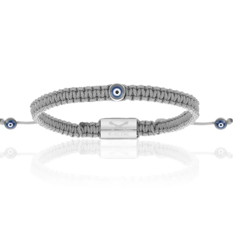 Mini Evil Eye Grey Polyester With Silver Bracelet