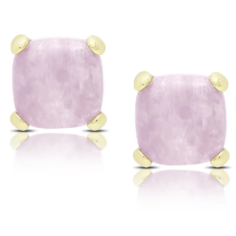 Dolce Giavonna Gold Over Sterling Silver Dyed Lavender Jade Square Stud Earrings