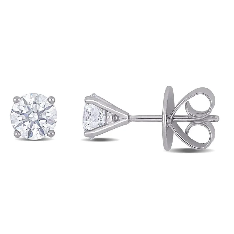 Miadora 18k White Gold 1 3/8ct TDW Certified Diamond Solitaire Stud Earrings (GIA)