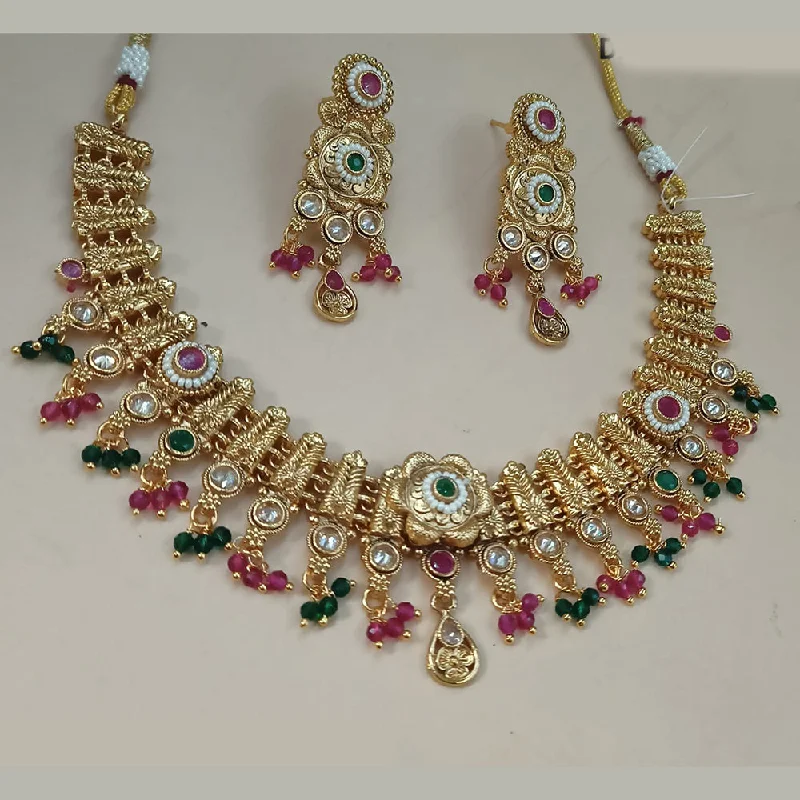 Padmawati Bangles Gold Plated Crystal Stone And Pearls Necklace Set