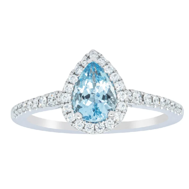 18ct White Gold .66ct Aquamarine & Diamond Mini Sierra Ring