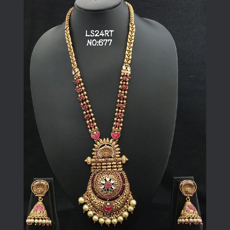 Kala Creation Copper Gold Plated Long Necklace Set