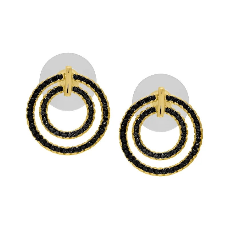 Victoria Townsend Yellow Gold Plated Cubic Zirconia Double Circle Hoop Earrings