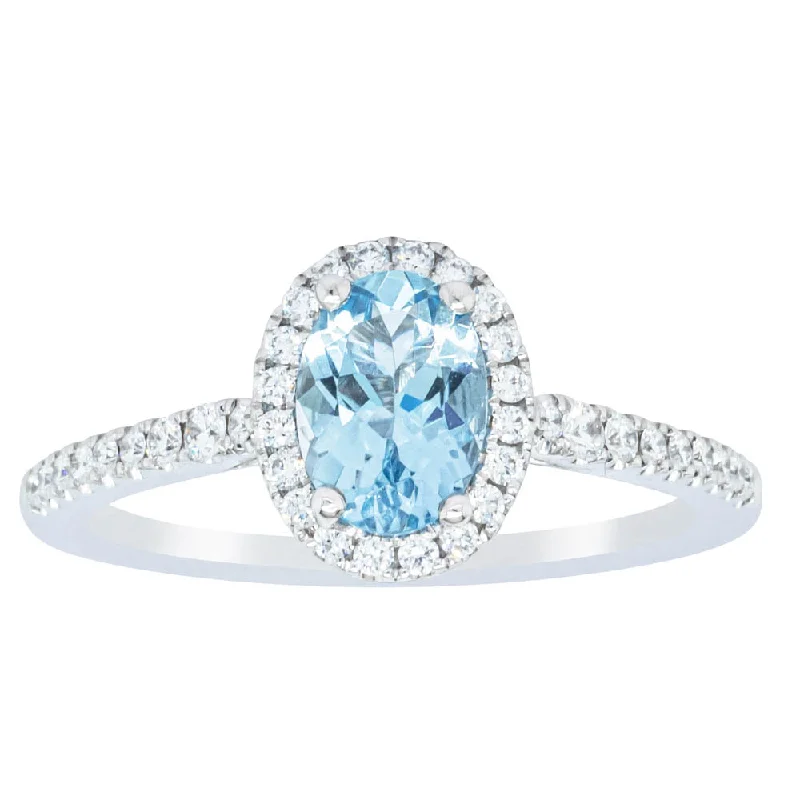 18ct White Gold Aquamarine & Diamond Mini Sierra Ring