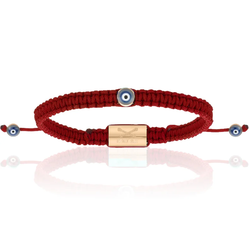 Mini Evil Eye Red Wine Polyester With 18K Pink Gold Bracelet