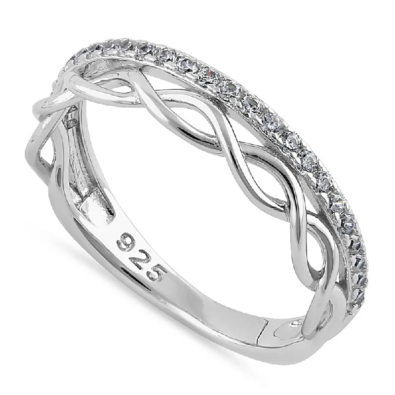 Sterling Silver Half-Eternity Twist CZ Ring