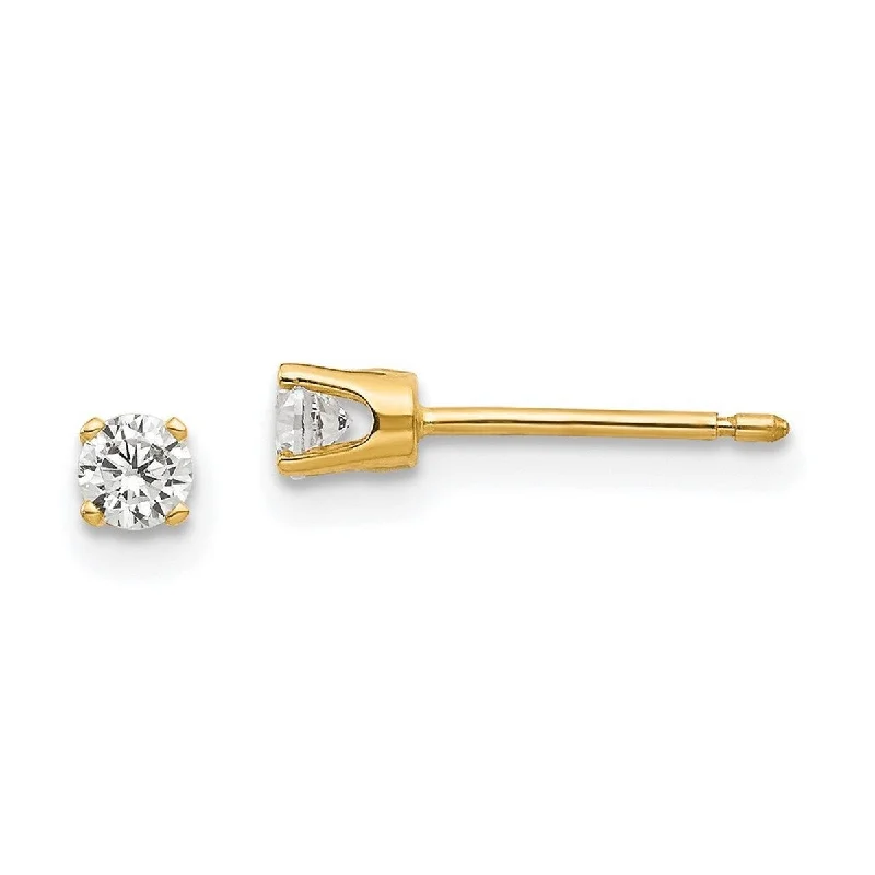 Curata 14k Yellow Gold Polished Post Earrings 3mm CZ Cubic Zirconia stud Earrings