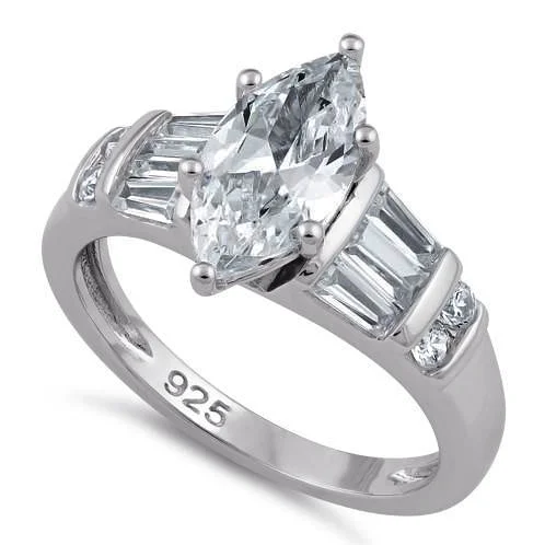 Sterling Silver 1.0 ct. Marquise CZ Ring