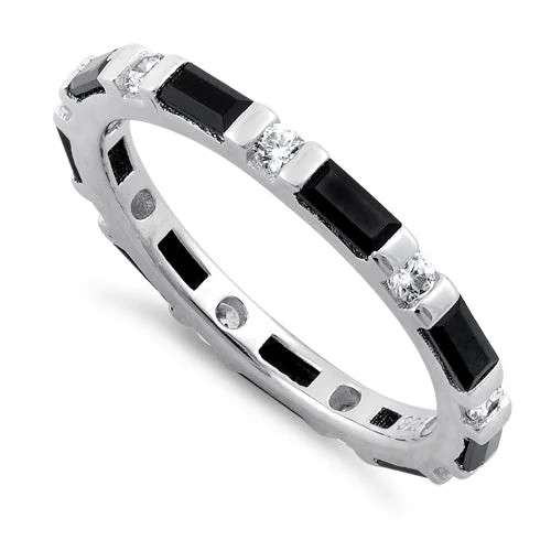 Sterling Silver Black CZ Eternity Ring