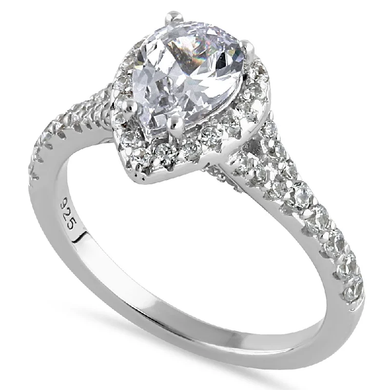 Sterling Silver 1.25 ct. Pear-shape CZ Engagement Ring