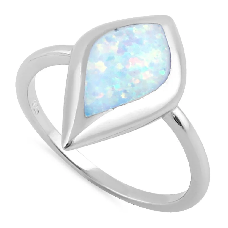 Sterling Silver Mystic Shape White Opal Ring