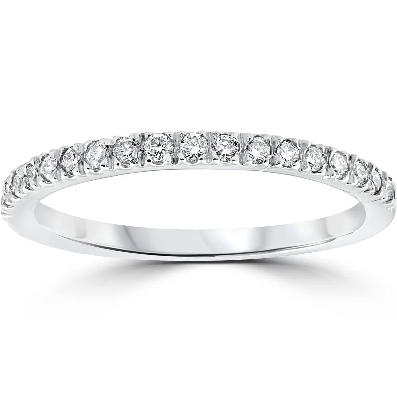 1/3Ct Diamond Ring Stackable Engagement Womens Wedding Band 10K White Gold