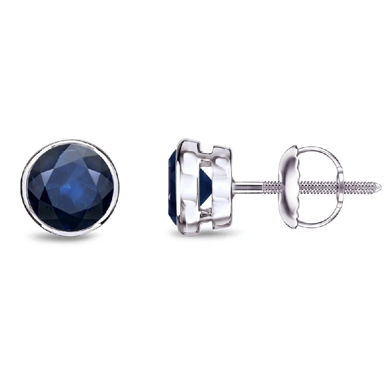 Auriya 14k Gold Bezel-set Sapphire Stud Earrings 3/4ctw