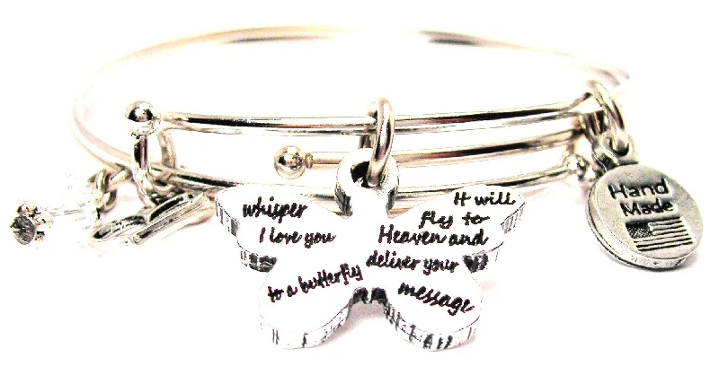 Whisper I Love You To A Butterfly It Will Fly To Heaven And Deliver Your Message Expandable Bangle Bracelet Set