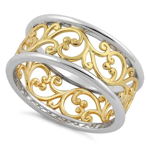 Sterling Silver Two-Tone Gold-Plated Vines Ring