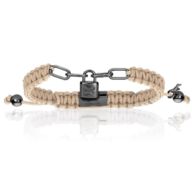 Lock Tan Polyester With Black PVD Bracelet