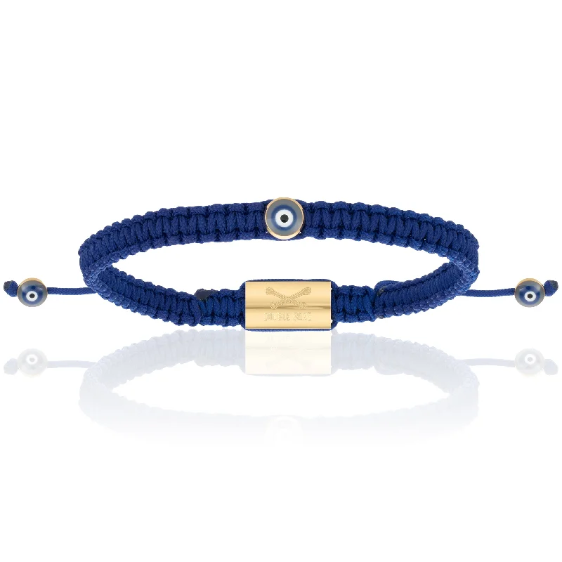 Mini Evil Eye Blue Polyester With 18K Yellow Gold Bracelet