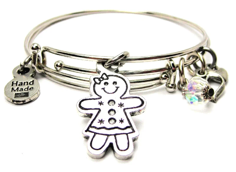 Gingerbread Girl Expandable Bangle Bracelet Set