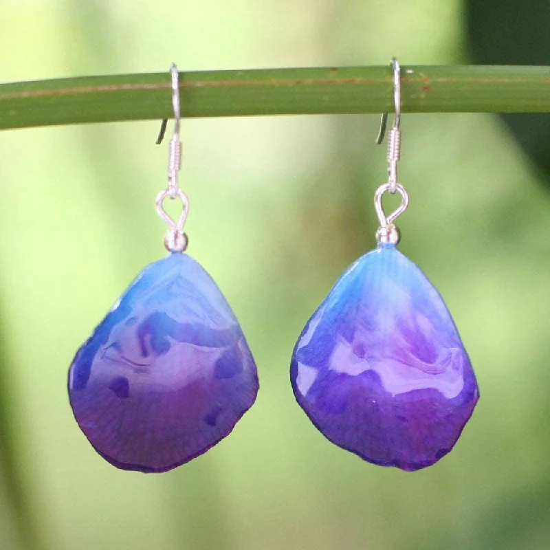 NOVICA Natural Orchid 'Twilight' Handmade Dangle Earrings (Thailand)