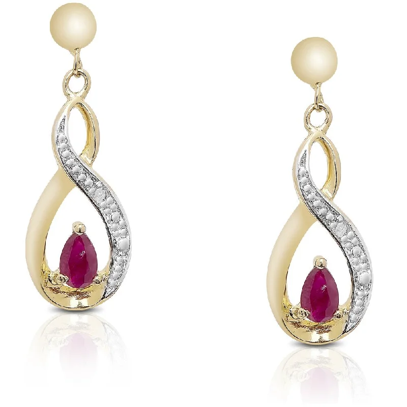 Dolce Giavonna Gold Over Sterling Silver Gemstone and Diamond Accent Infinity Design Earrings