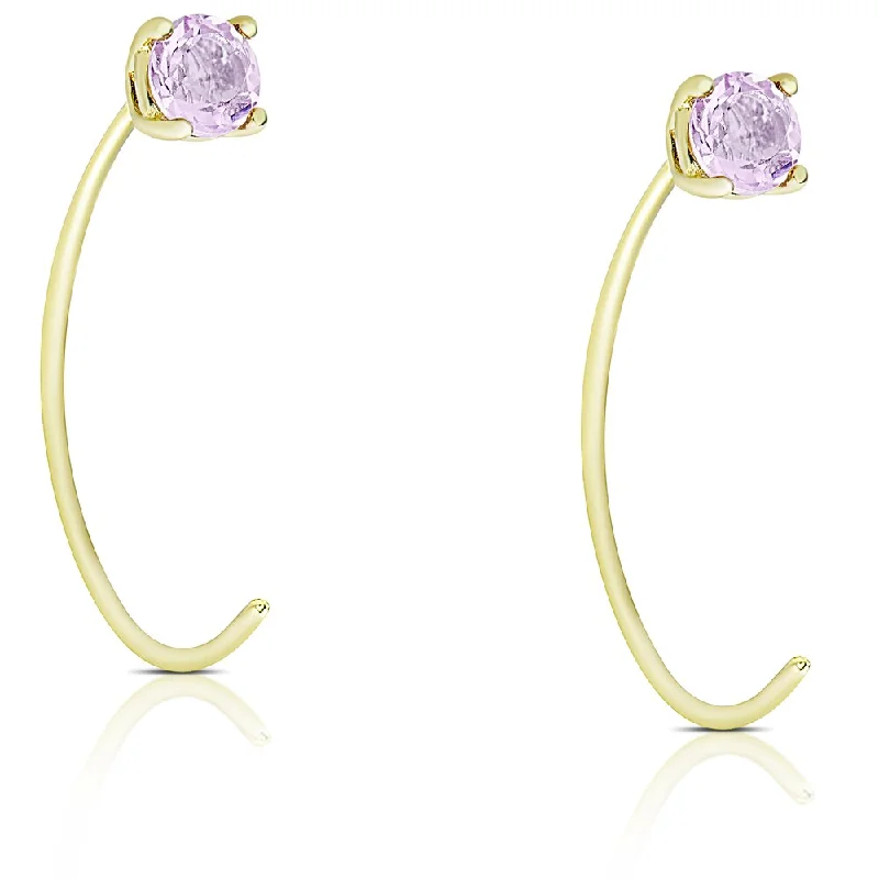 Dolce Giavonna Gold Over Sterling Silver Amethyst Circle Earrings