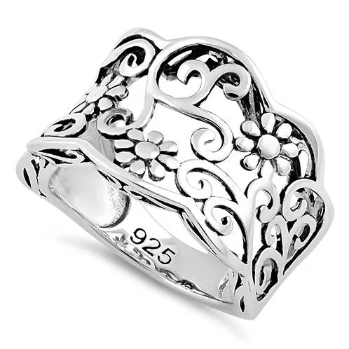 Sterling Silver Flowers Ring